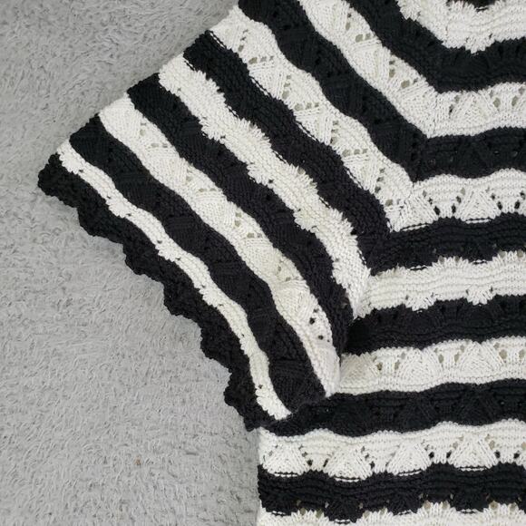 Talbots Sweater Womens Size XL Open Knit Short Sleeve Coastal Stripe New - Picture 5 of 10